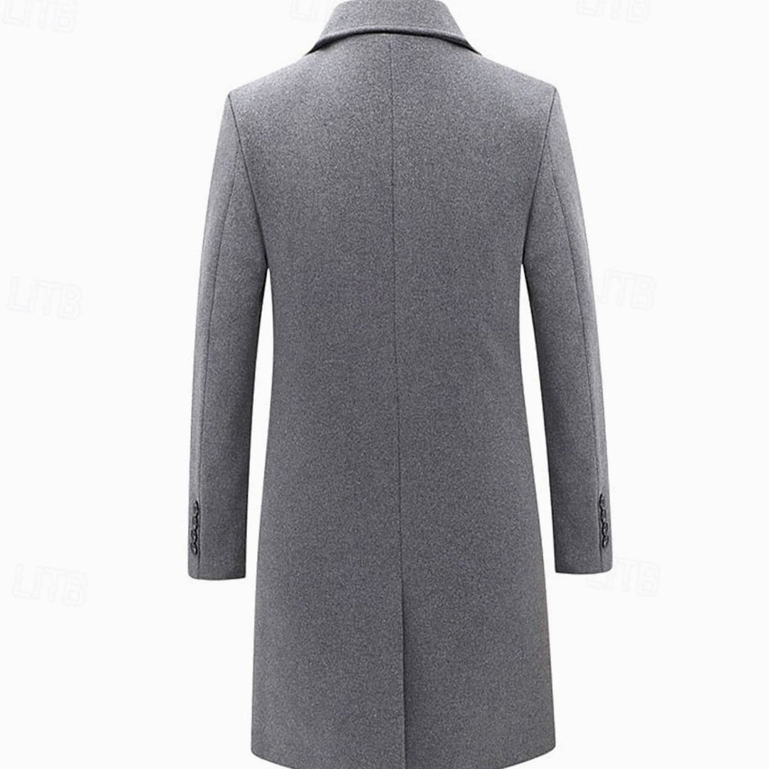 Men's Double-Breasted Wool Overcoat Tailored Long Winter Coat