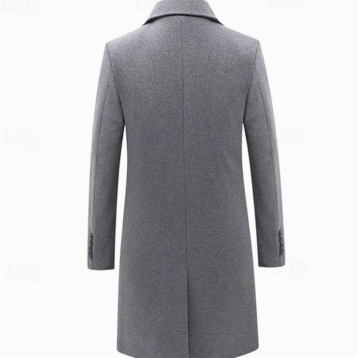 Men's Double-Breasted Wool Overcoat Tailored Long Winter Coat
