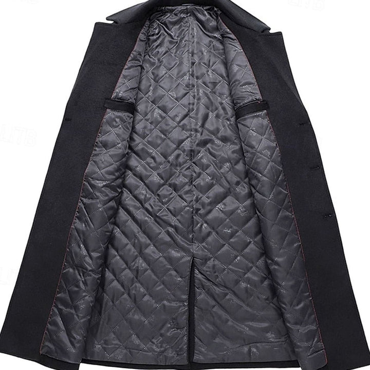 Men's Double-Breasted Wool Overcoat Tailored Long Winter Coat