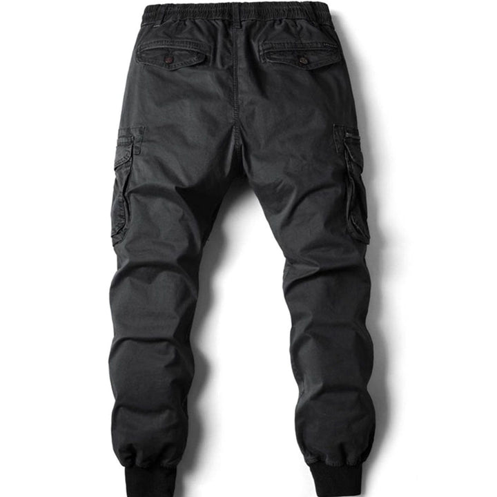 Men's Elastic Waist Cargo Jogger Pants Ribbed Cuff Tapered Fit