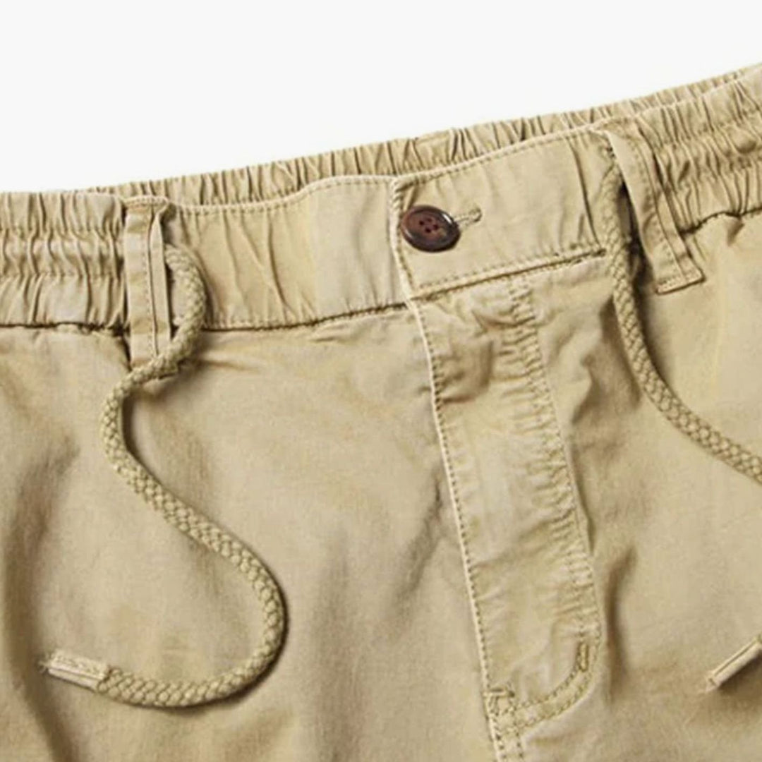 Men's Elastic Waist Cargo Jogger Pants Ribbed Cuff Tapered Fit