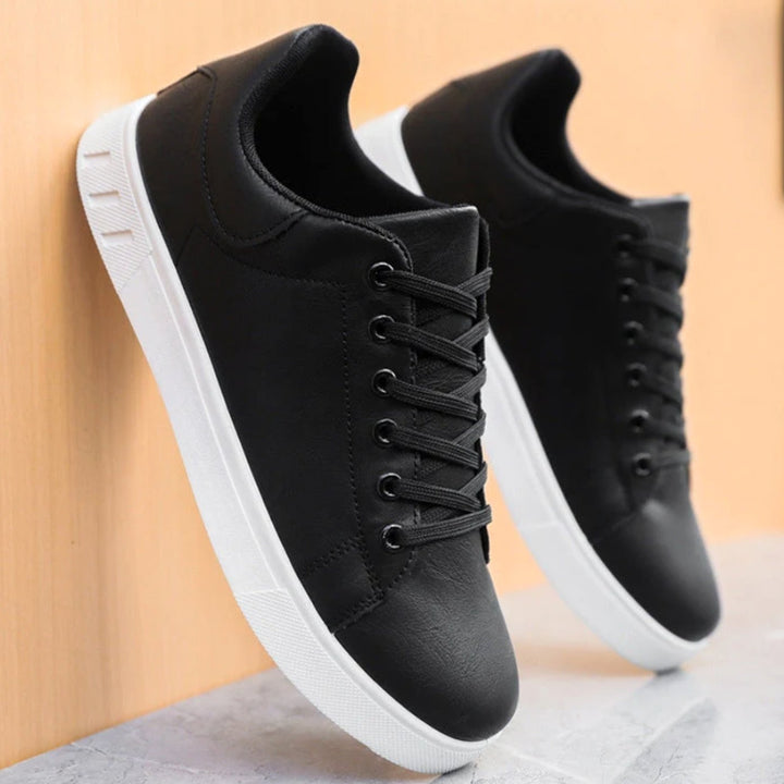 Men's Faux Leather Lace-Up Low-Top Classic Sneakers