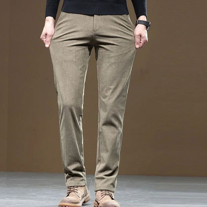 Men's Fleece-Lined Corduroy Warm Pants Straight Fit