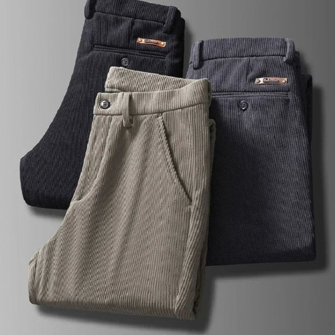 Men's Fleece-Lined Corduroy Warm Pants Straight Fit