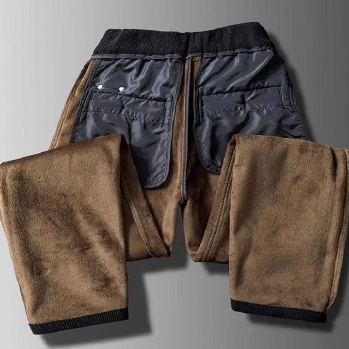 Men's Fleece-Lined Corduroy Warm Pants Straight Fit