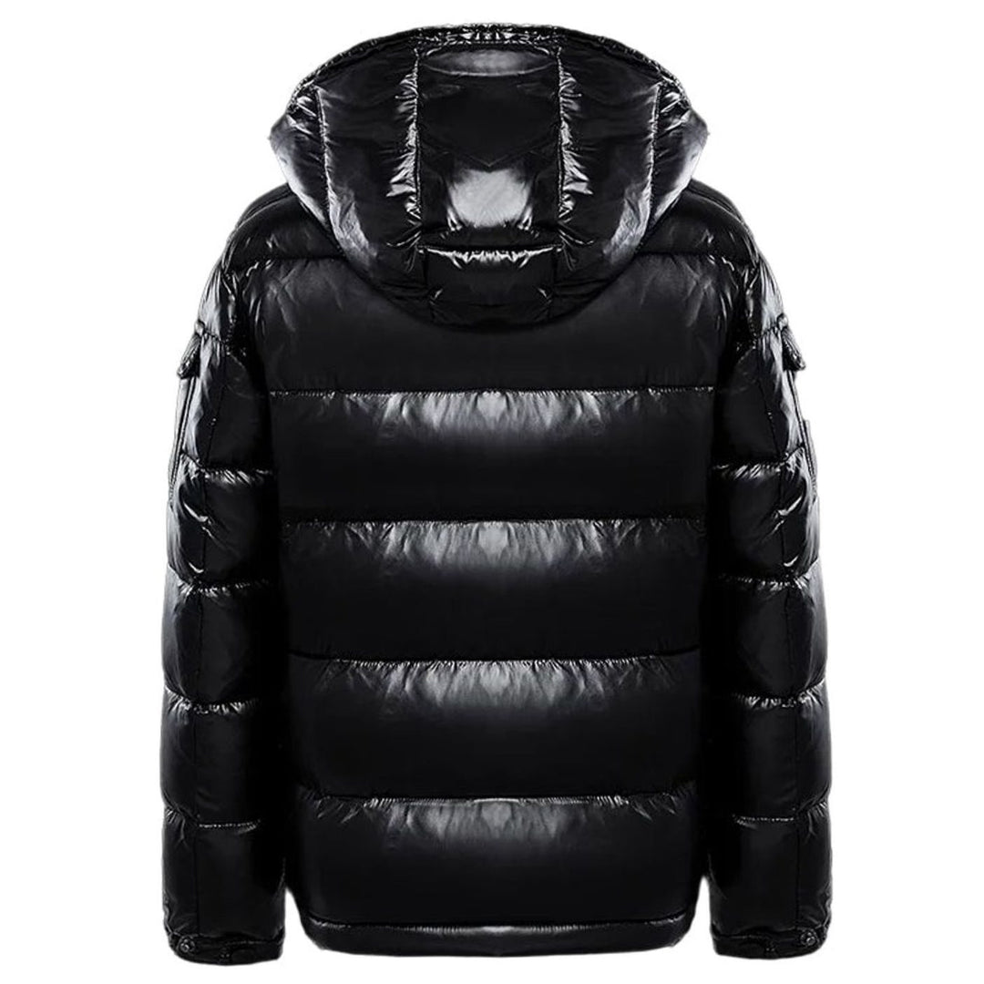 Men's Glossy Quilted Jacket Hooded Full-Zip Puffer