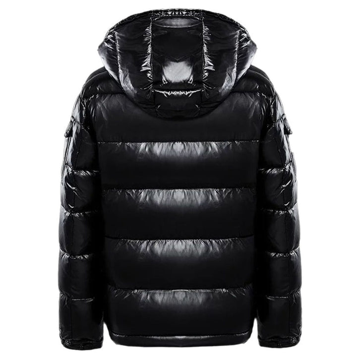 Men's Glossy Quilted Jacket Hooded Full-Zip Puffer