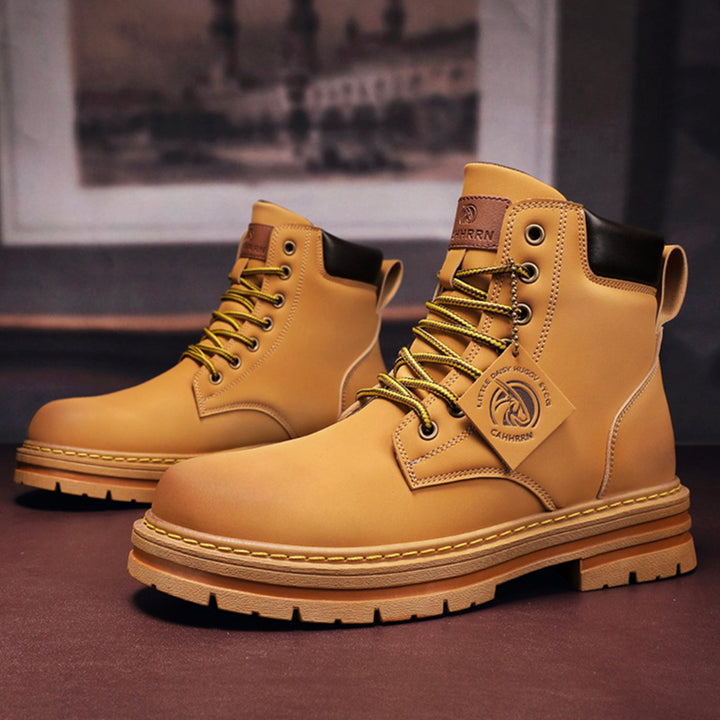 Men's Heavy-Duty Ankle Lace-Up Boots Rugged Work Style - Khaki