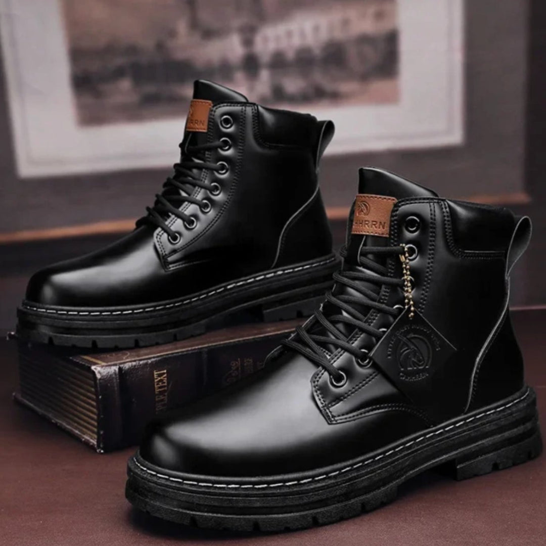 Men's Heavy-Duty Ankle Lace-Up Boots Rugged Work Style - Black