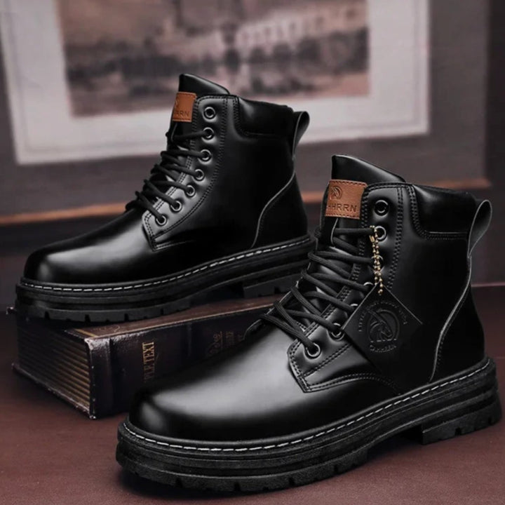 Men's Heavy-Duty Ankle Lace-Up Boots Rugged Work Style - Black