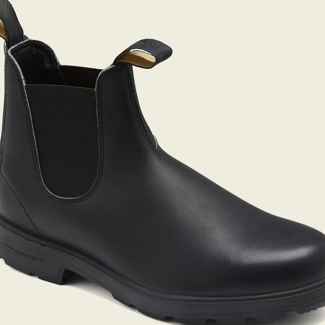 Men's Leather Pull-Tab Slip-On Chelsea Boots - Black