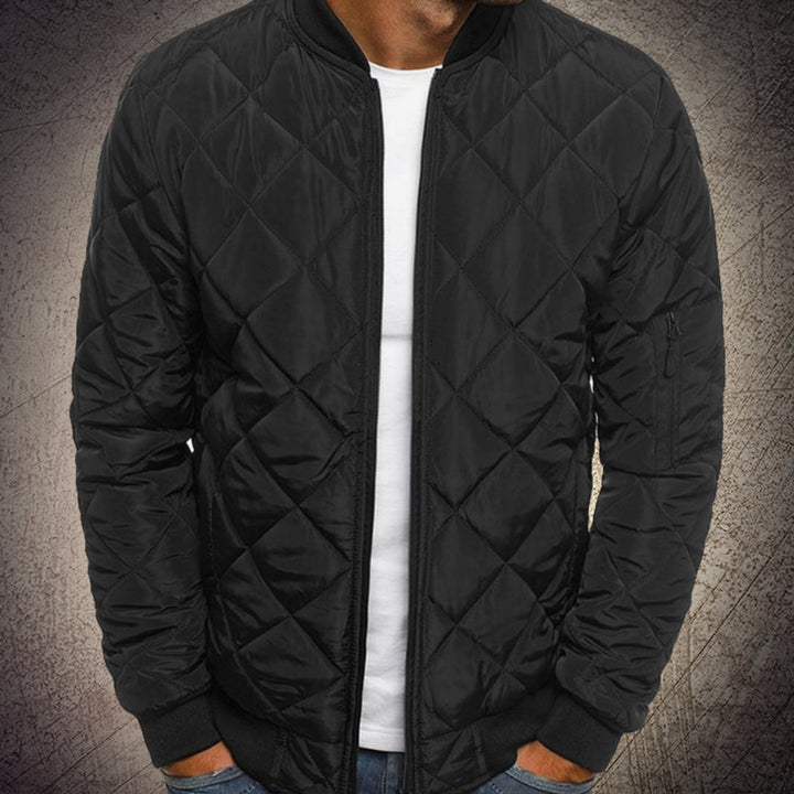 Men's Lightweight Quilted Zip-Up Bomber Jacket - Black