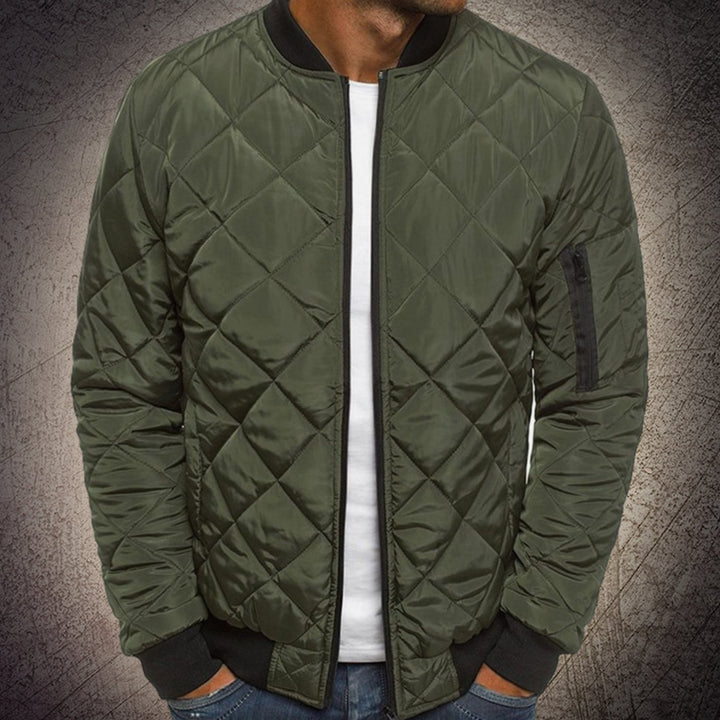 Men's Lightweight Quilted Zip-Up Bomber Jacket - Green