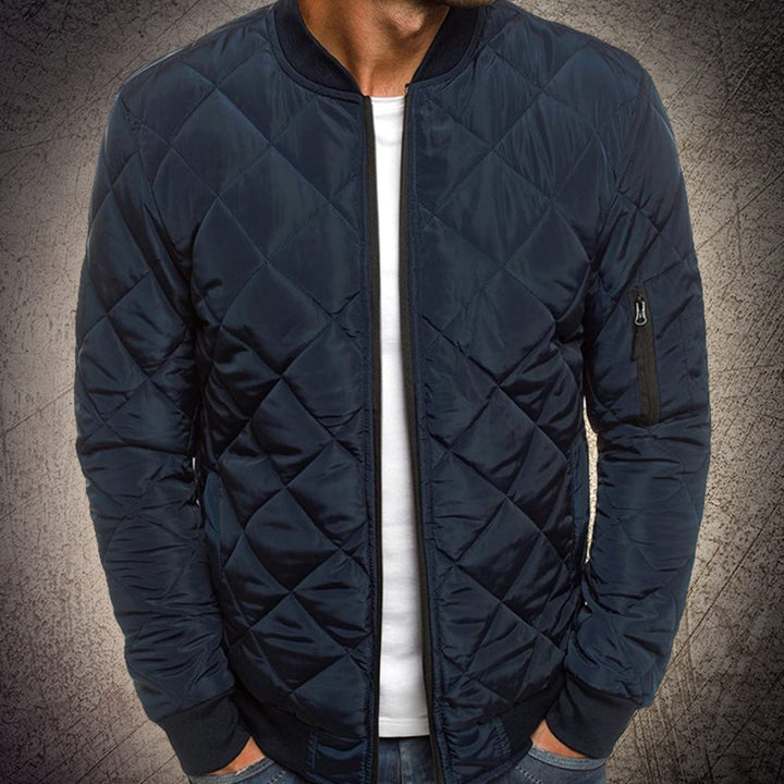 Men's Lightweight Quilted Zip-Up Bomber Jacket - Blue