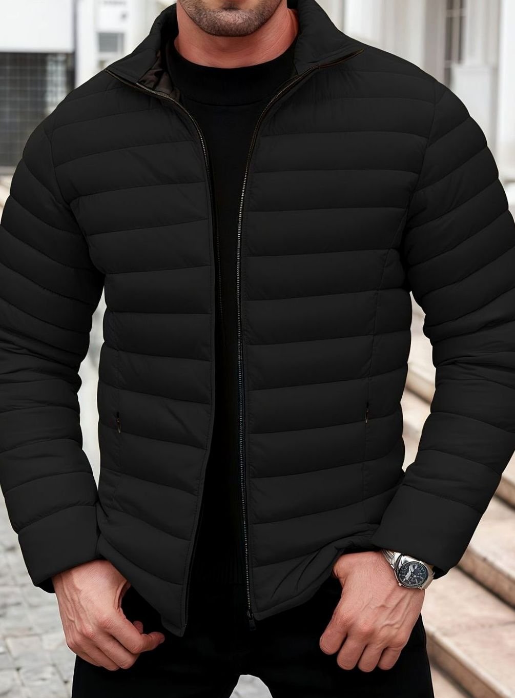 Men's Lightweight Quilted Zip-Up Puffer Jacket
