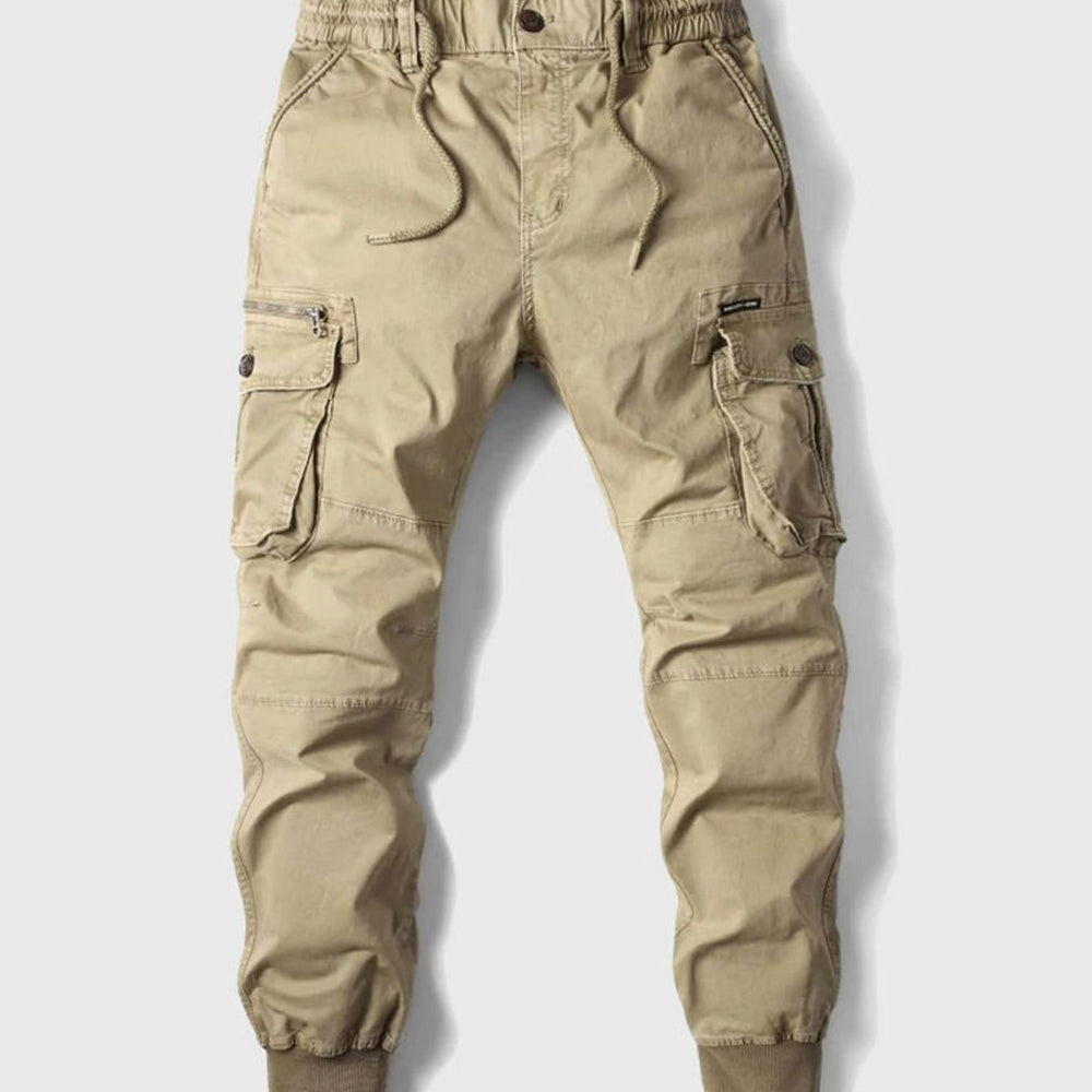 Men's Multi-Pocket Cargo Jogger Pants Cuffed Ankle - Khaki