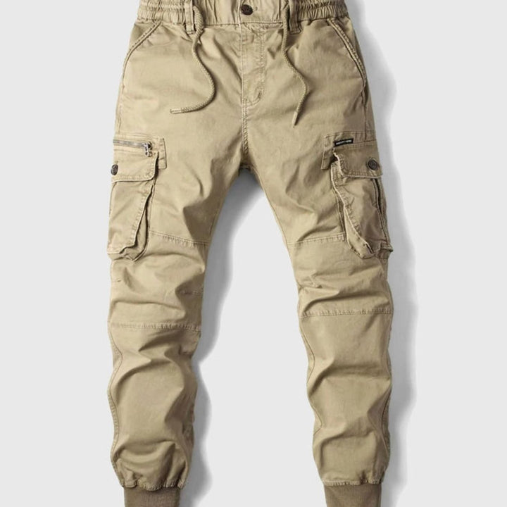 Men's Multi-Pocket Cargo Jogger Pants Cuffed Ankle - Khaki