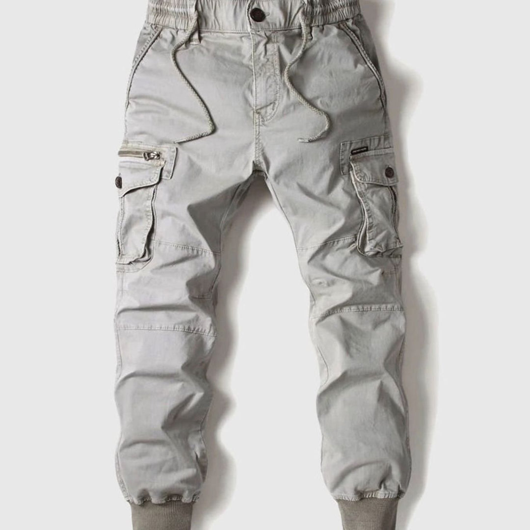 Men's Multi-Pocket Cargo Jogger Pants Cuffed Ankle - Grey