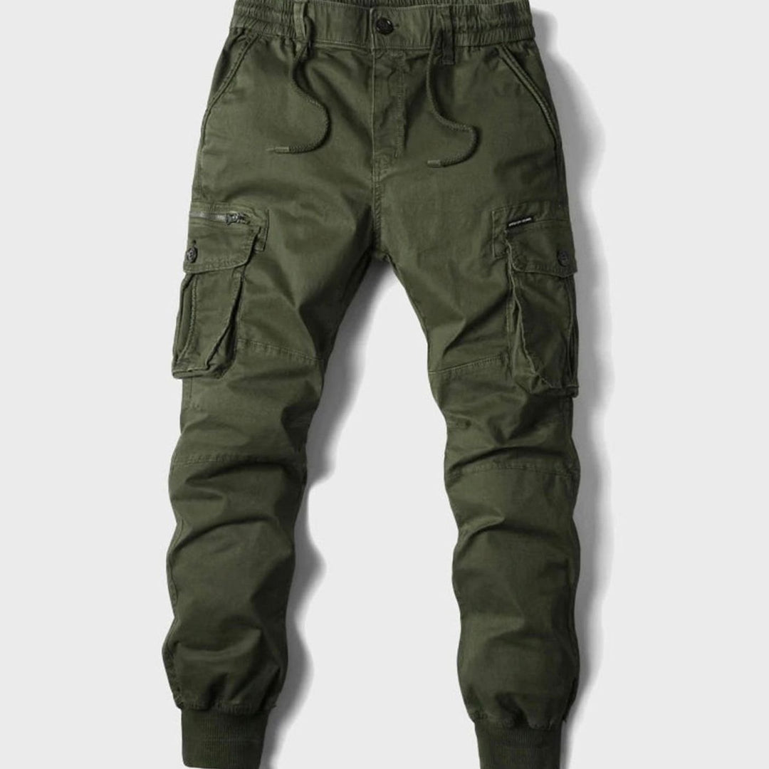 Men's Multi-Pocket Cargo Jogger Pants Cuffed Ankle - Green