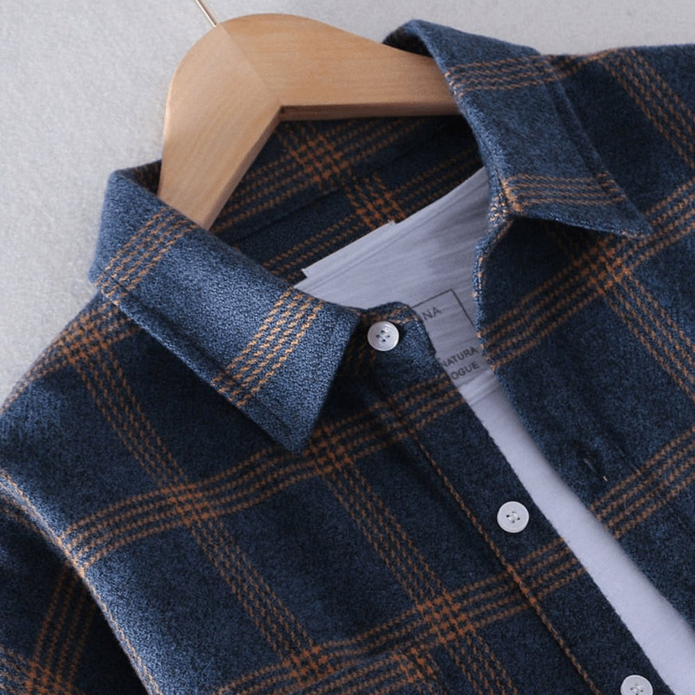 Men's Plaid Flannel Long-Sleeve Casual Button-Down Shirt