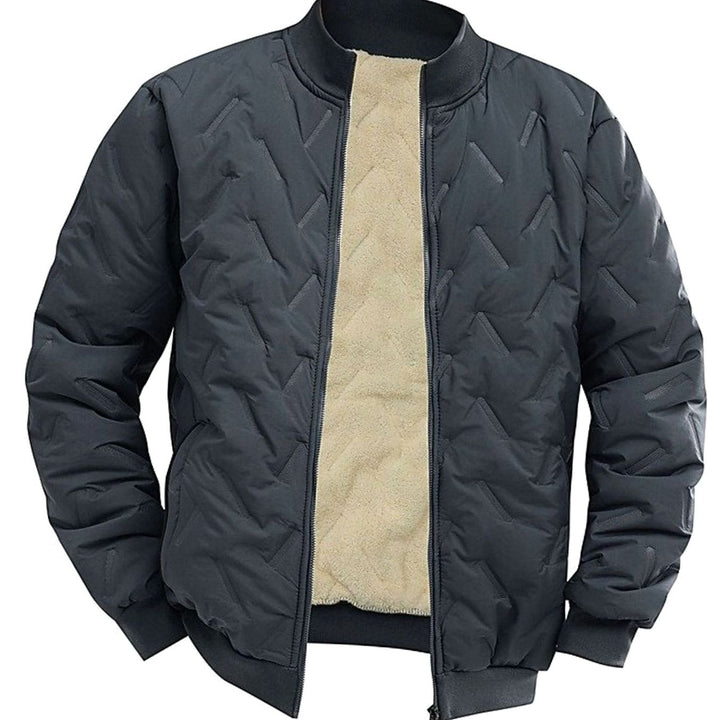 Men's Quilted Fleece-Lined Full-Zip Bomber Jacket - Gray