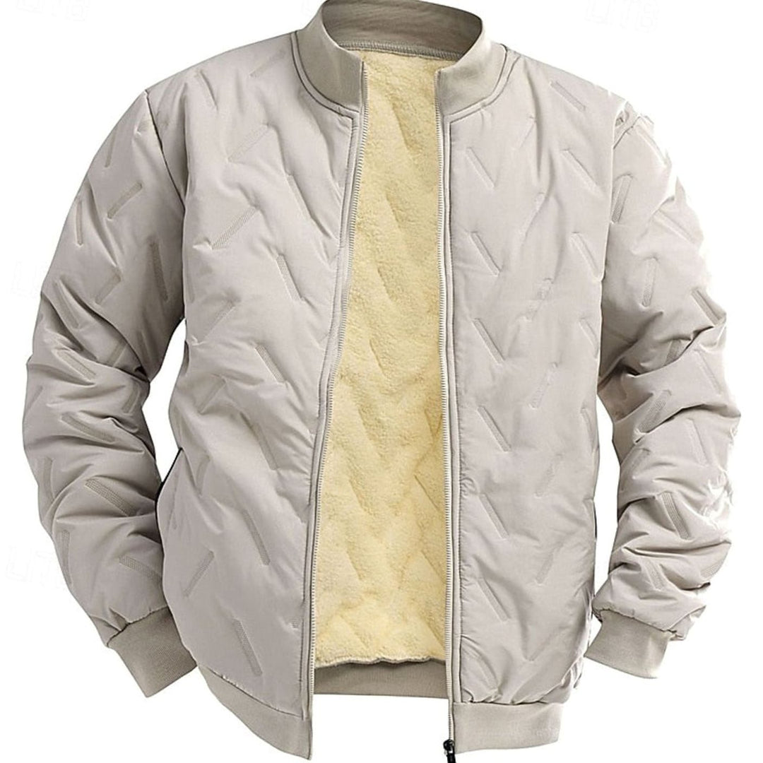 Men's Quilted Fleece-Lined Full-Zip Bomber Jacket - Khaki