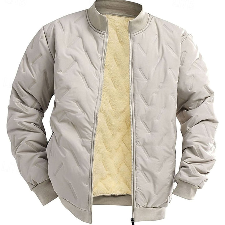 Men's Quilted Fleece-Lined Full-Zip Bomber Jacket - Khaki