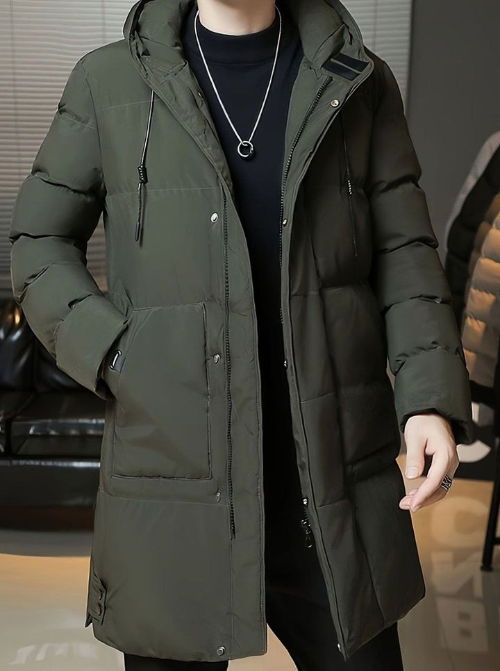 Men's Quilted Hooded Longline Insulated Puffer Coat