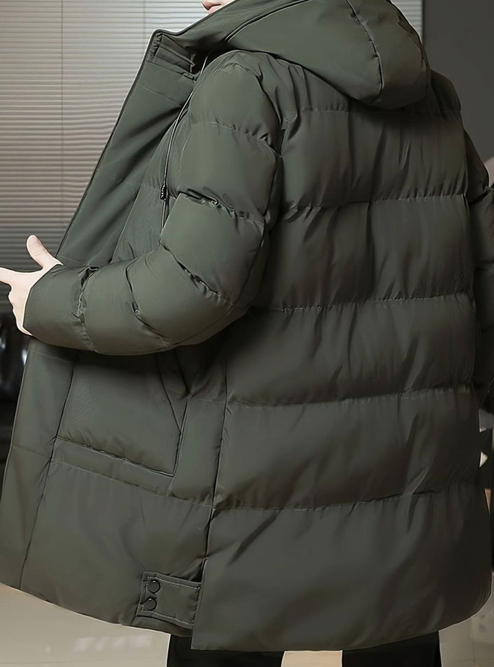 Men's Quilted Hooded Longline Insulated Puffer Coat