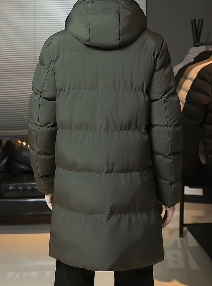 Men's Quilted Hooded Longline Insulated Puffer Coat