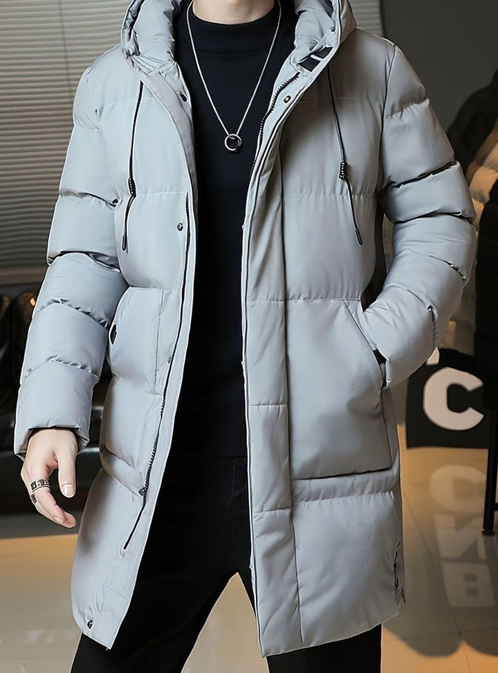 Men's Quilted Hooded Longline Insulated Puffer Coat