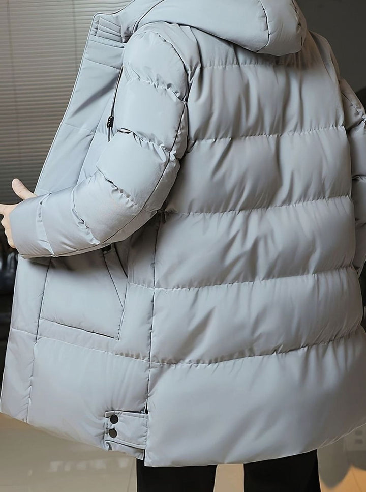 Men's Quilted Hooded Longline Insulated Puffer Coat