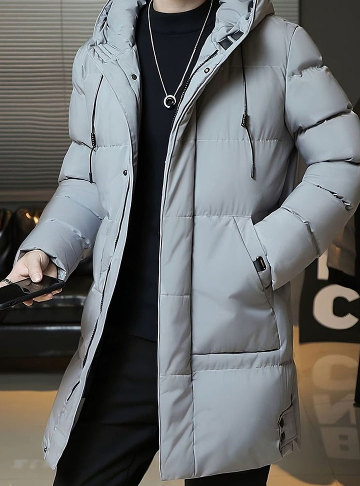 Men's Quilted Hooded Longline Insulated Puffer Coat