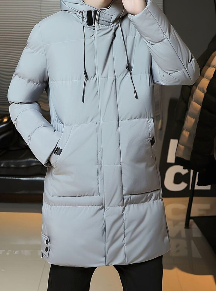 Men's Quilted Hooded Longline Insulated Puffer Coat