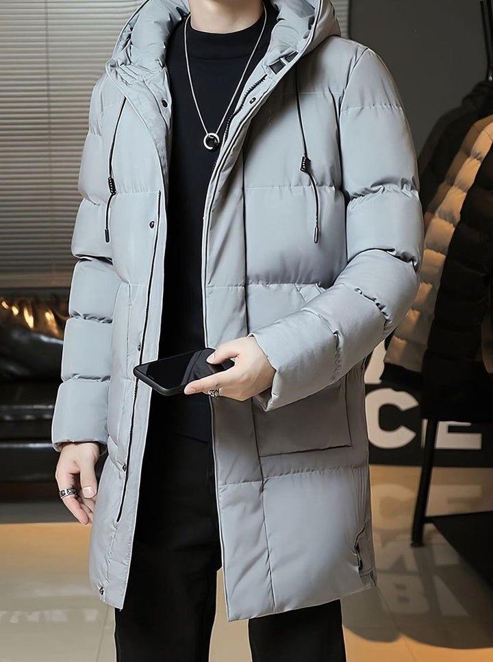 Men's Quilted Hooded Longline Insulated Puffer Coat