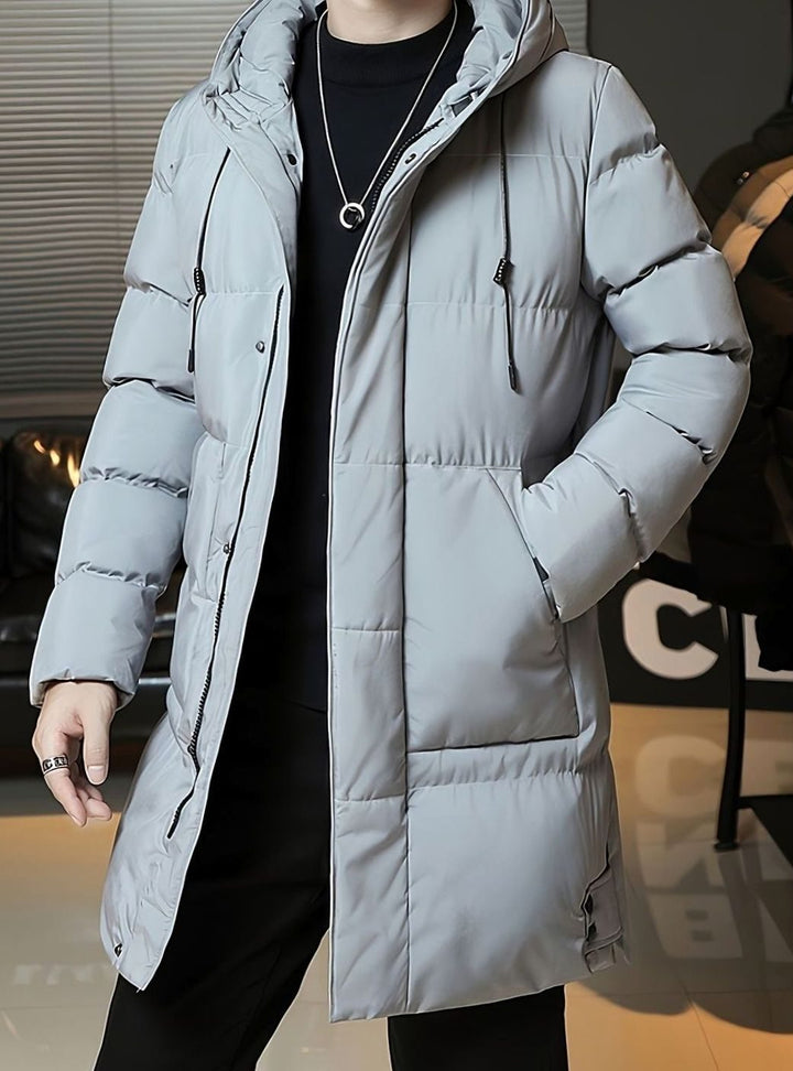 Men's Quilted Hooded Longline Insulated Puffer Coat