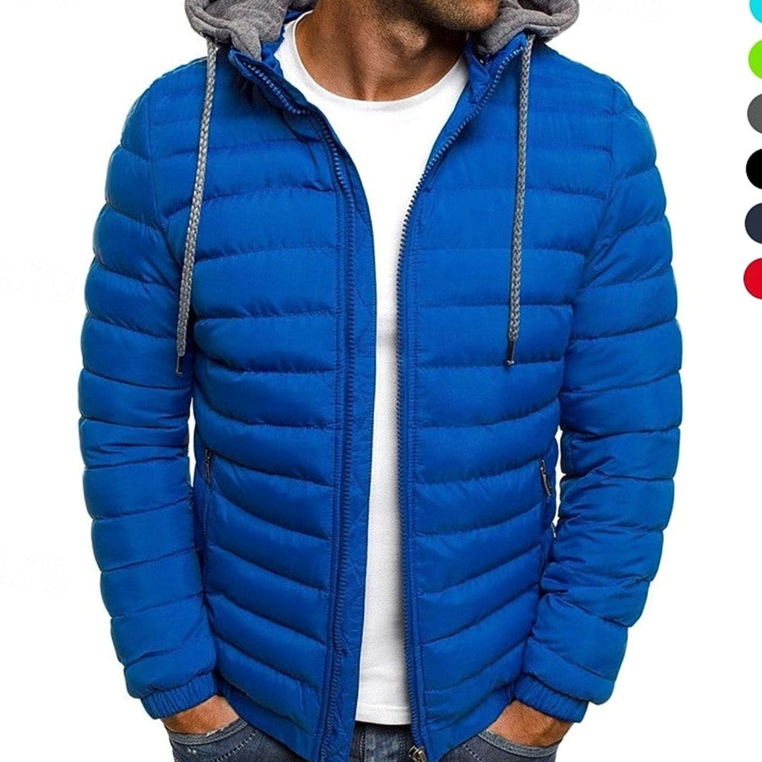 Men's Quilted Hooded Puffer Jacket Full-Zip Lightweight