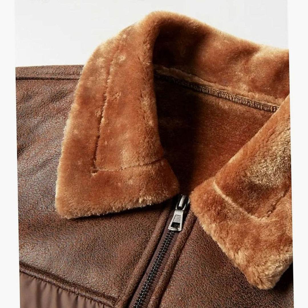 Men's Quilted Jacket Sherpa-Collar Coated Puffer Winter Coat