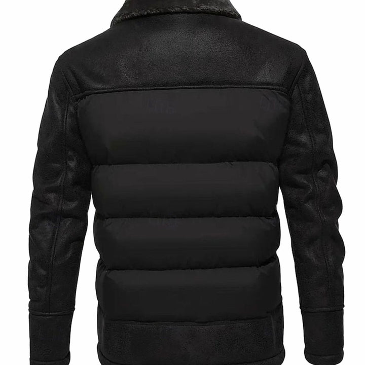 Men's Quilted Jacket Sherpa-Collar Coated Puffer Winter Coat