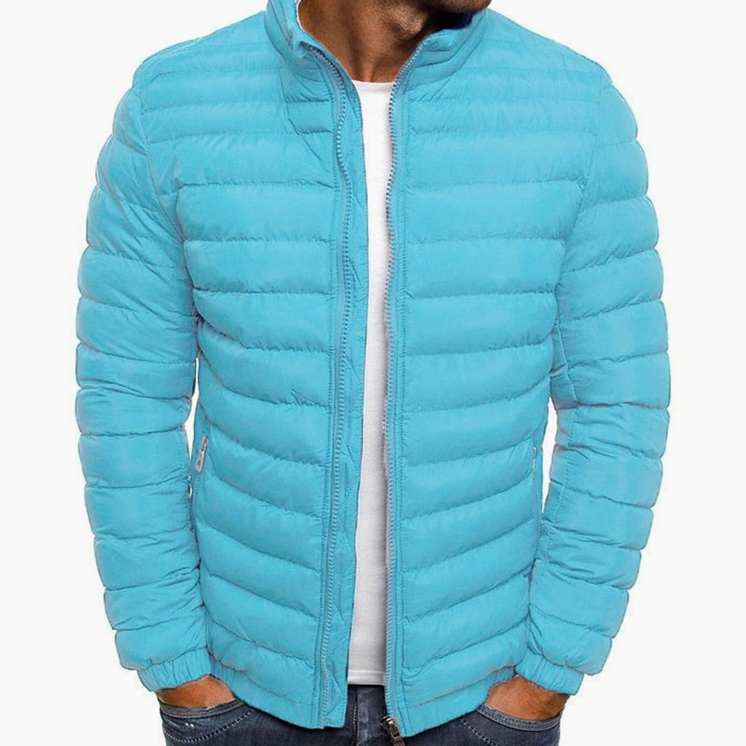 Men's Quilted Lightweight Stand-Collar Puffer Jacket - Light Blue