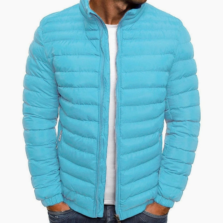 Men's Quilted Lightweight Stand-Collar Puffer Jacket - Light Blue