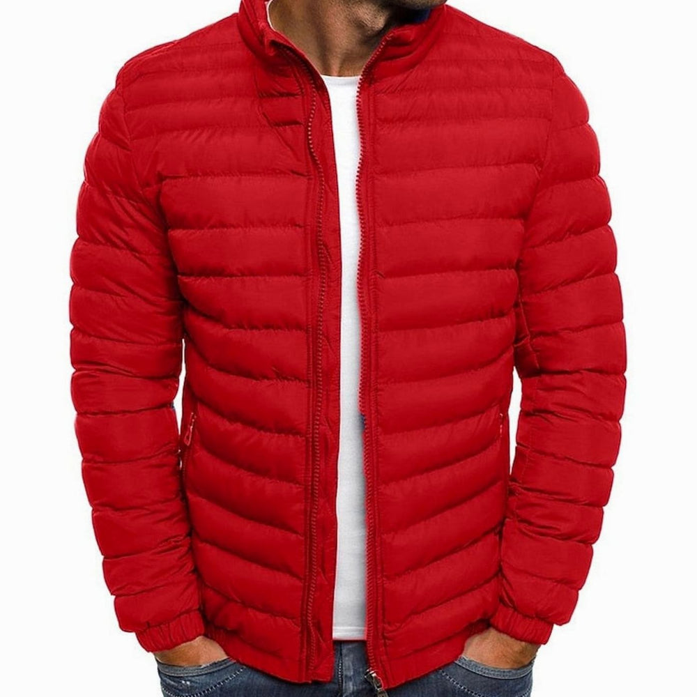 Men's Quilted Lightweight Stand-Collar Puffer Jacket - Red