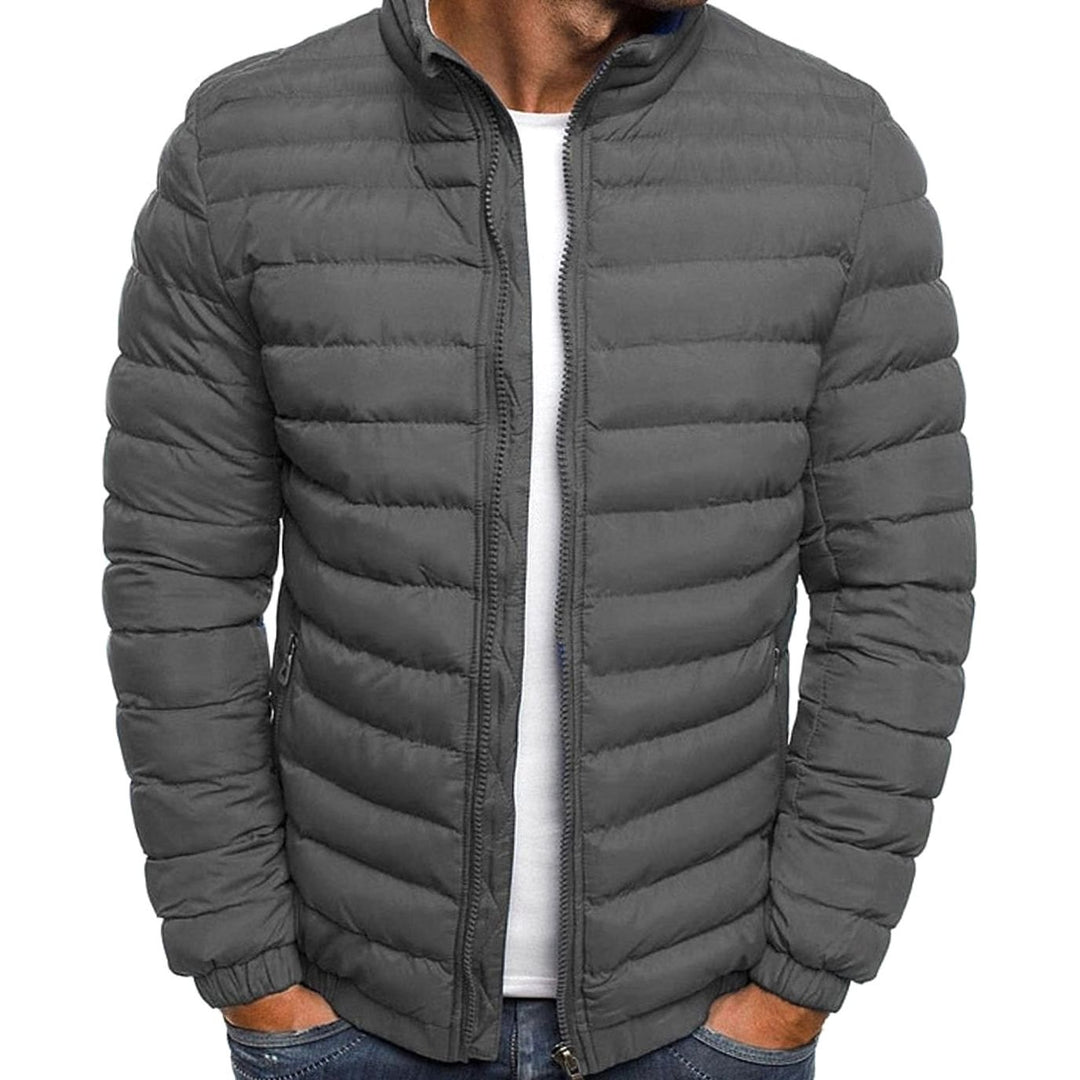 Men's Quilted Lightweight Stand-Collar Puffer Jacket - Gray
