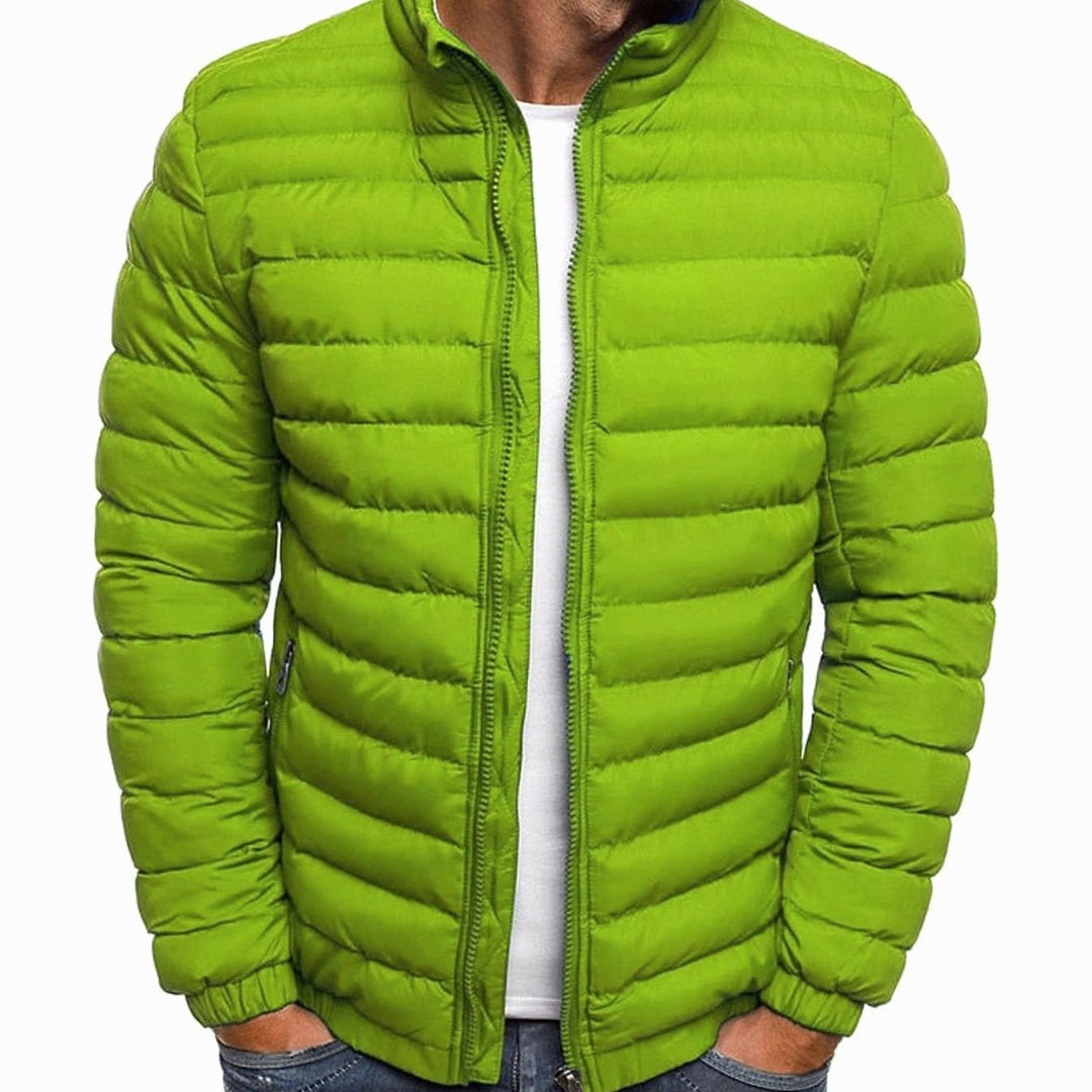 Men's Quilted Lightweight Stand-Collar Puffer Jacket - Green