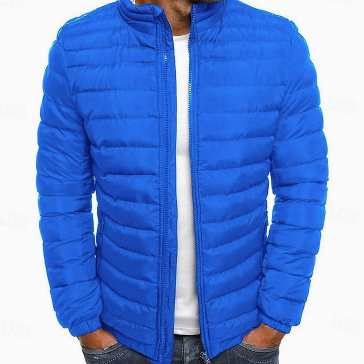 Men's Quilted Lightweight Stand-Collar Puffer Jacket - Cobalt Blue