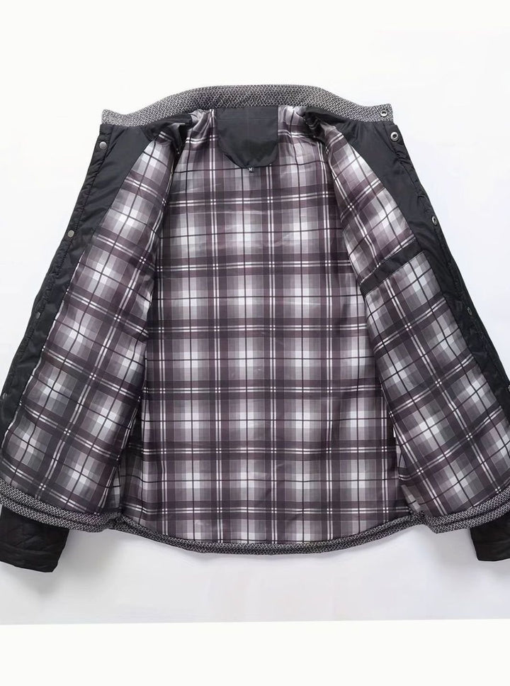 Men's Quilted Stand-Collar Snap-Front Insulated Jacket