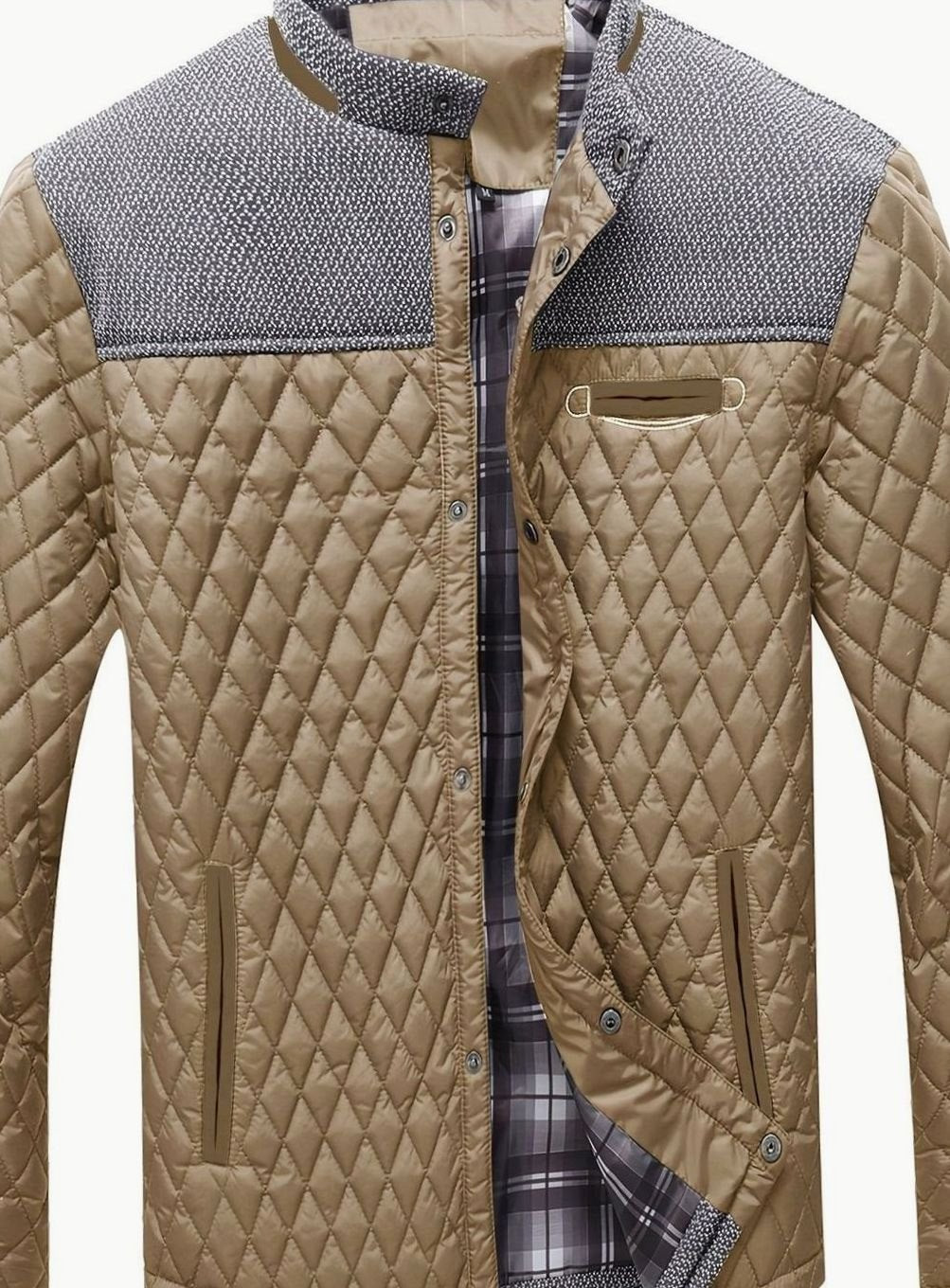 Men's Quilted Stand-Collar Zip-Up Insulated Jacket
