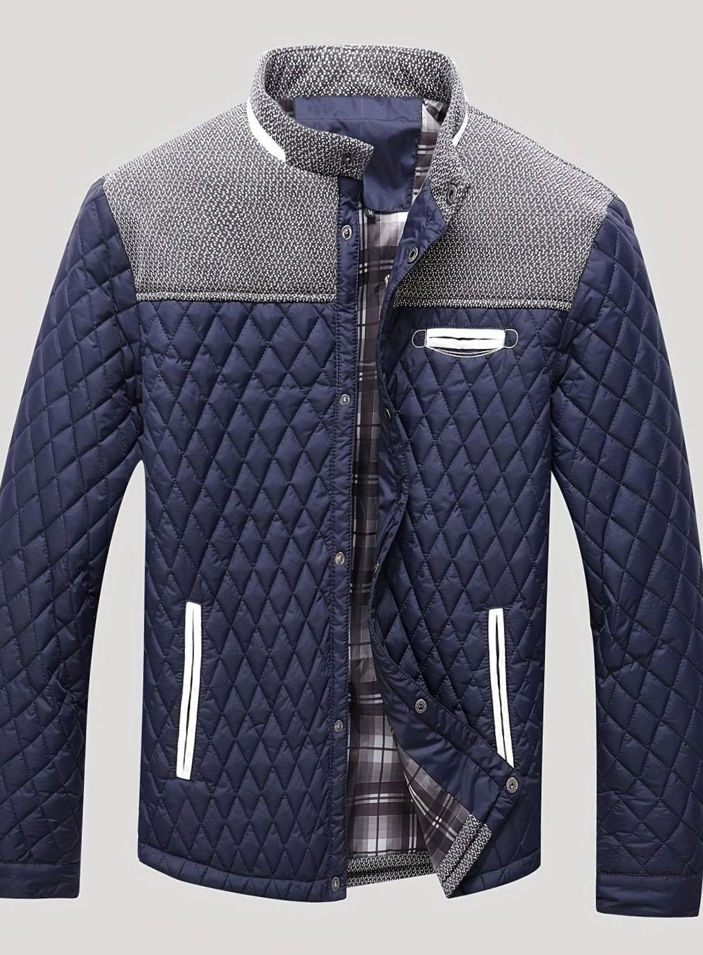 Men's Quilted Stand-Collar Zip-Up Insulated Jacket