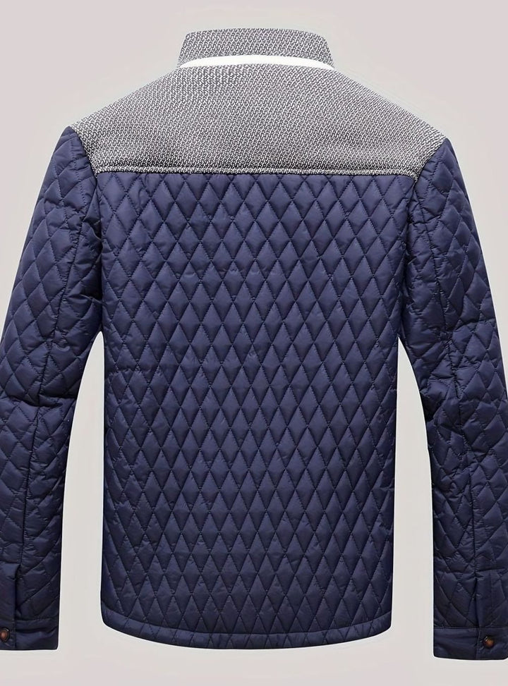 Men's Quilted Stand-Collar Zip-Up Insulated Jacket