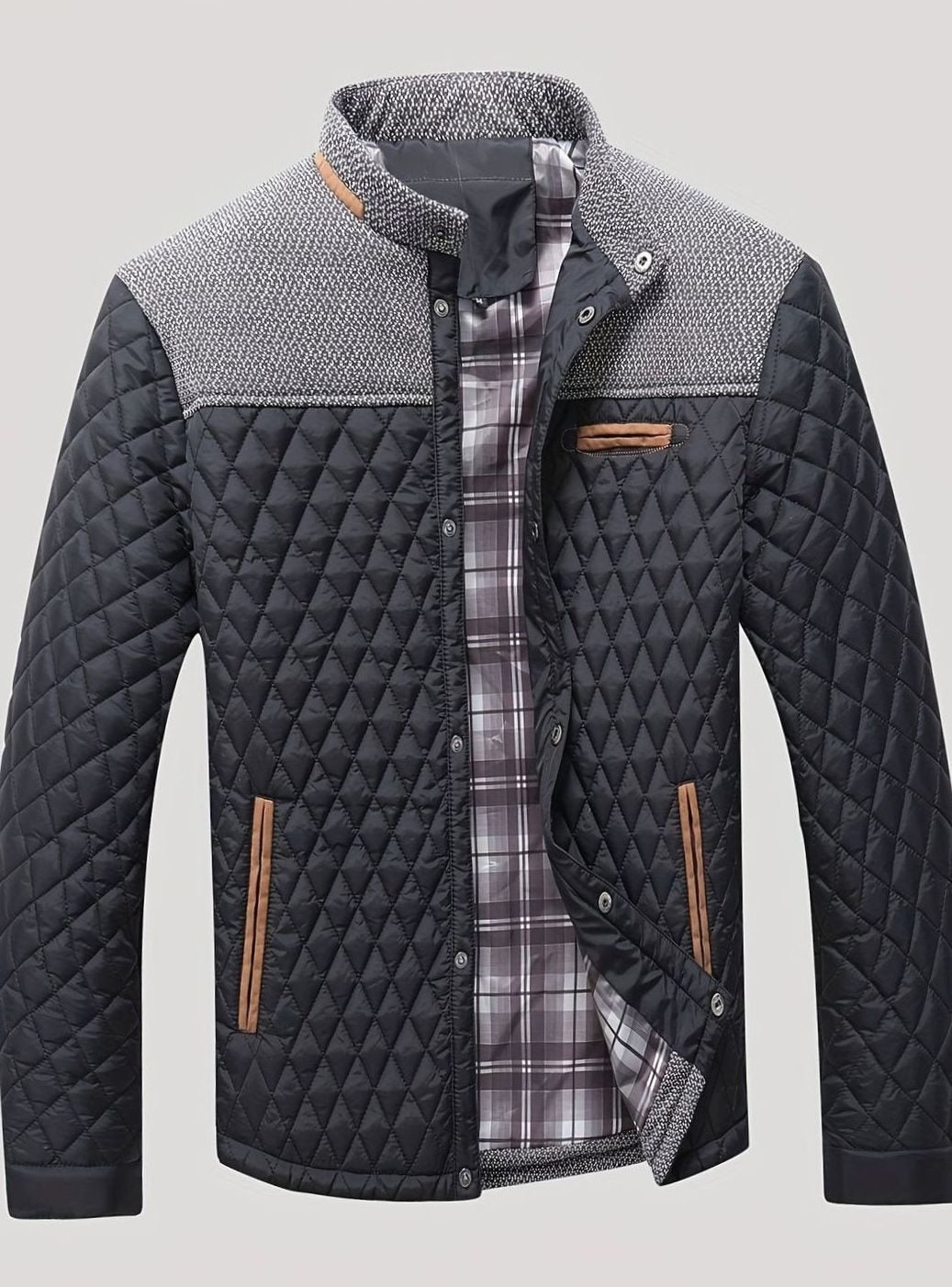 Men's Quilted Stand-Collar Zip-Up Insulated Jacket